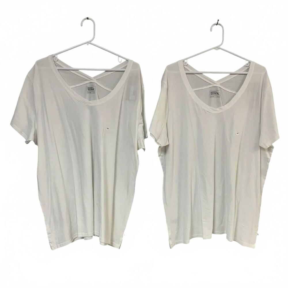 NEW EDDIE BAUER women's tempo tee two-piece set - plus in white